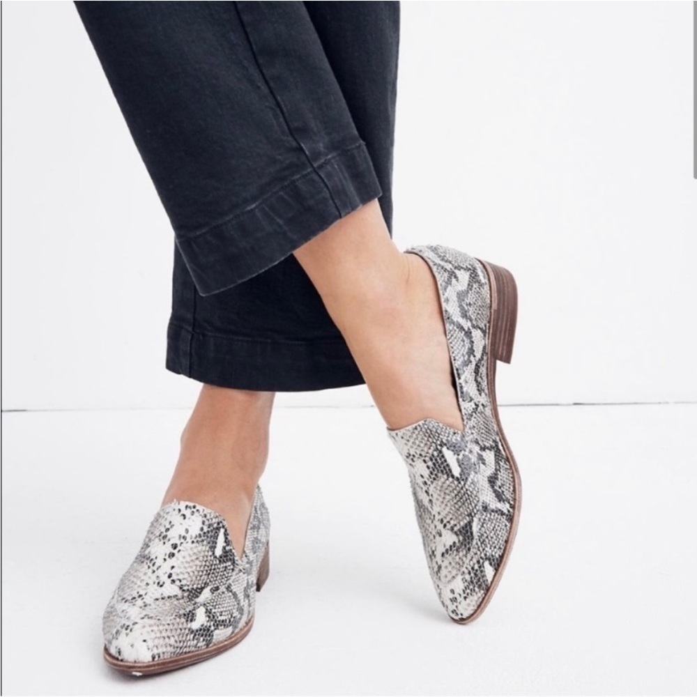Madewell The Frances Loafer Women’s 5.5 Stamped Snakeskin Heel Animal Gray - Picture 10 of 10